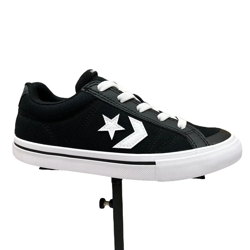 Converse Youth Boys Slip-on Skate Sneaker Size 1 Black-White Canvas Casual Shoes